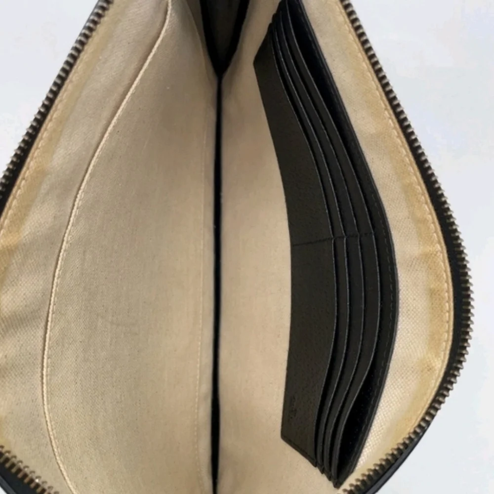 GUCCI Black Leather Bee & Star Wristlet Pouch Clutch 495066 Full Inclusion LNC - Picture 9 of 10